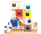 Foldable Square Fabric Storage Box Organiser With Cat BlackBoard