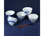 5 Piece Ceramic 12cm Blue Print Dinner Bowl Set Dining Kitchen Dinnerware Japan