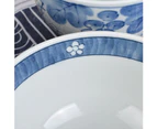 5 Pcs Ceramic 13cm Floral Blue Dinner Bowl Set Dining Kitchen Dinnerware Japan
