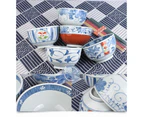 5 Pcs Ceramic 13cm Floral Blue Dinner Bowl Set Dining Kitchen Dinnerware Japan