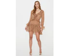 COOPER ST Rosie Long Sleeve Frill Dress in Sand