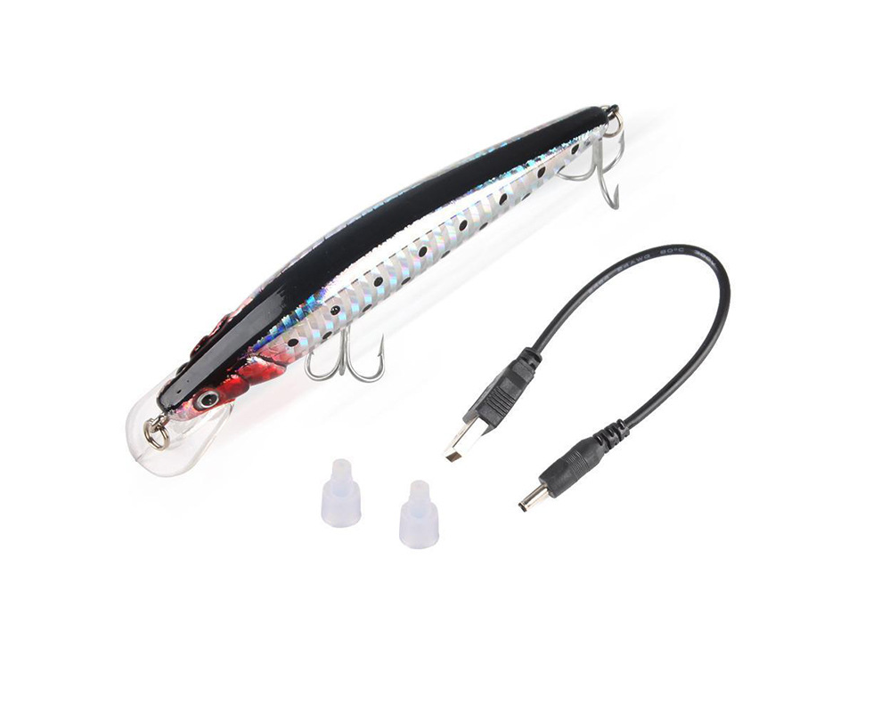 2x Rechargeable Twitching Fishing Lures Bait USB Buzzing Bait Bass Trout  Salmon