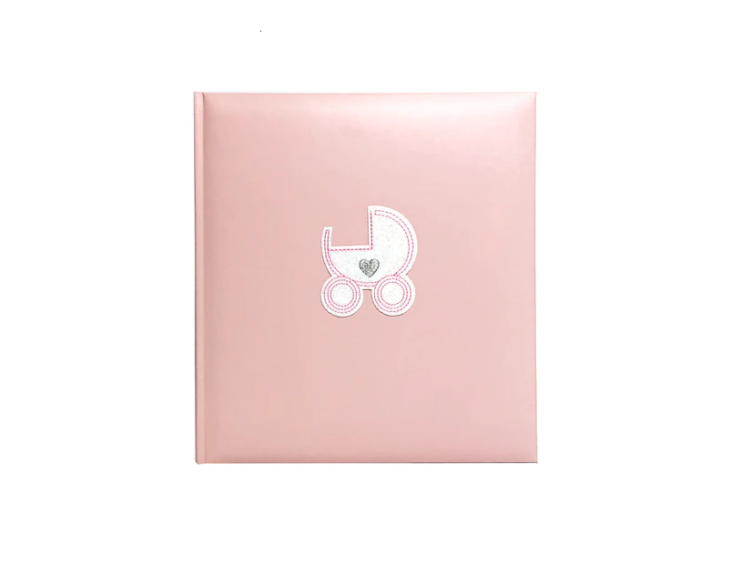 Baby Pram Pink Dry Mount album 280x305mm 80 white pages - Acid Free