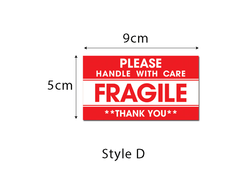 120X Fragile Sticker 90*50mm Handle Care Warning Label Stickers 5 Styles