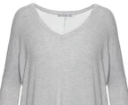 Betty Basics Women's Geneva V-Neck Long Sleeve Tee / T-Shirt / Tshirt - Heather Grey