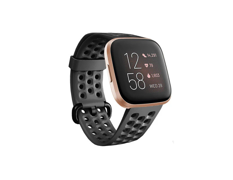 WIWU Breathable Sport Silicone Watch Strap Bracelet Fit For Fitbit Versa 2/Versa Lite/Versa-Black