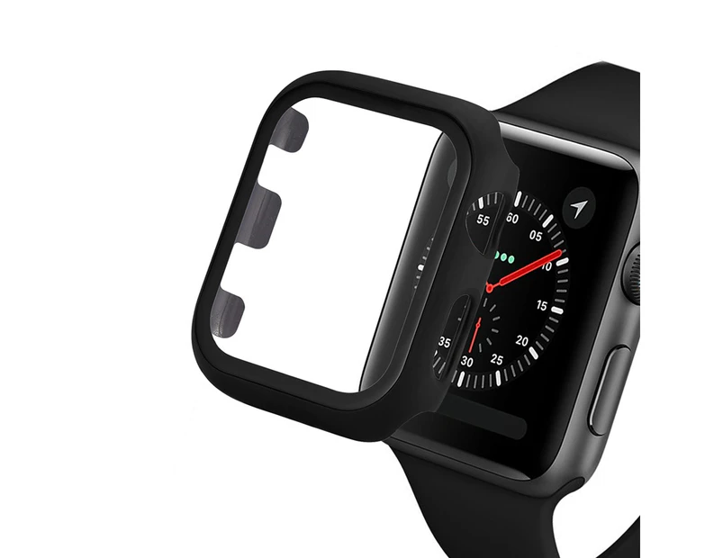 WIWU Matte PC Watch Case+Tempered Glass Film For Apple Watch Series 2/3-Black
