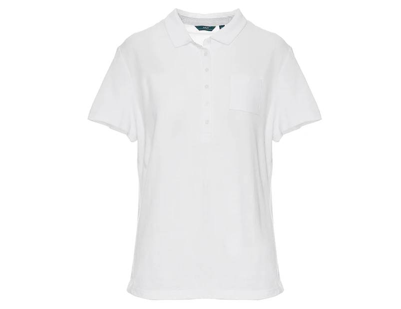 NNT Women's Short Sleeve Deep Placket Polo Shirt - White