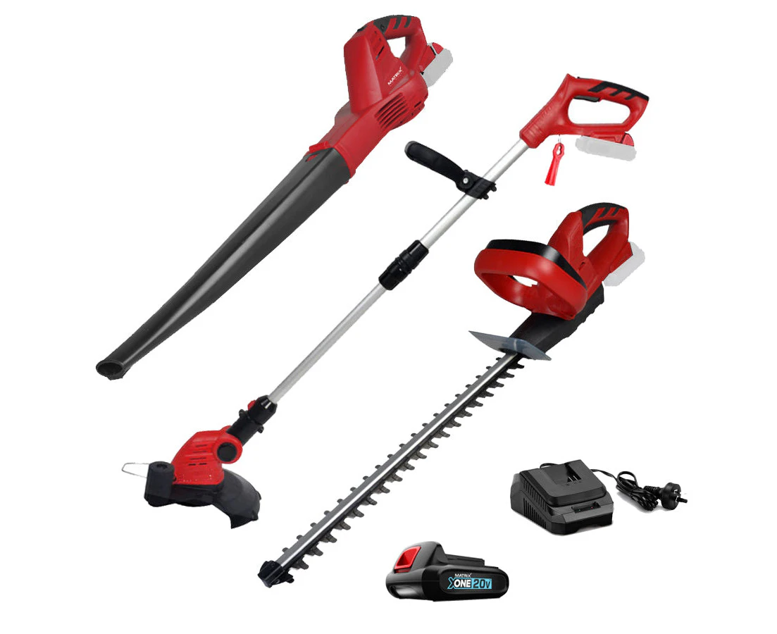 MATRIX 20v X-ONE Grass Trimmer Hedge Trimmer Leaf Blower 3in1 Combo Kit