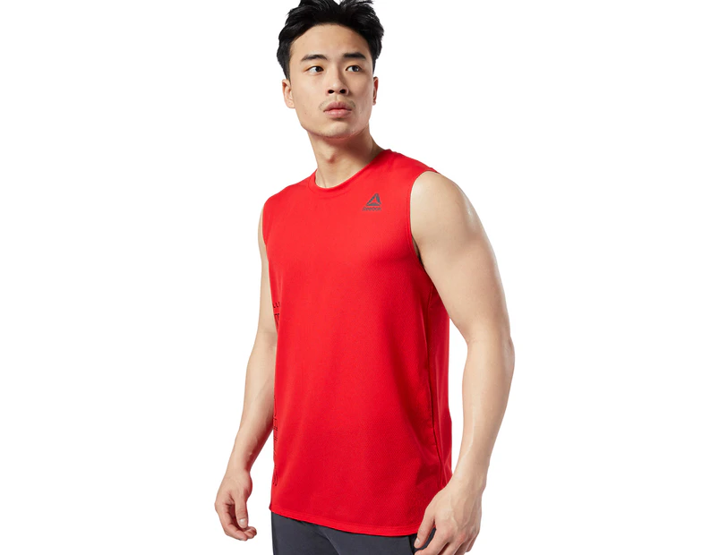 Reebok Men's Les Mills Bodypump Sleeveless Tee / T-Shirt / Tshirt - Primal Red