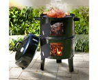 3in1 Portable Charcoal Vertical Smoker BBQ Roaster Grill Steel Water Steamer