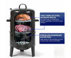 3in1 Portable Charcoal Vertical Smoker BBQ Roaster Grill Steel Water Steamer