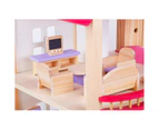 Wooden DIY Dolls Doll House 3 Level Kids Pretend Play Toys Full Furniture Set