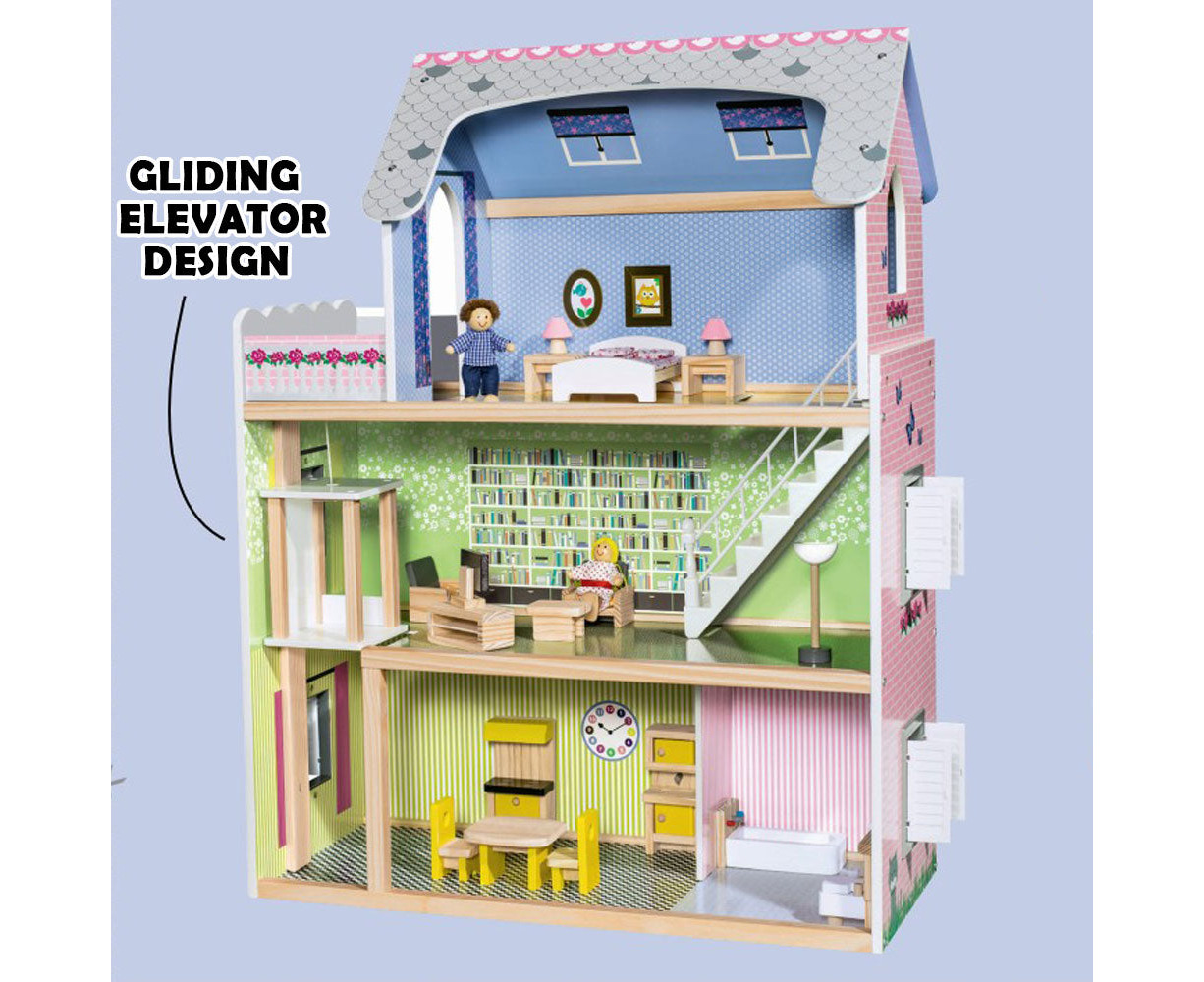 UNBOXING PLAYTIVE JUNIOR DOLL'S HOUSE WITH 3 LEVELS LIGHTS & ELEVATOR 