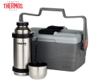 Thermos 6.6L/1L Insulated Lunch Lugger Food Container & Stainless Steel Flask - Grey/Silver