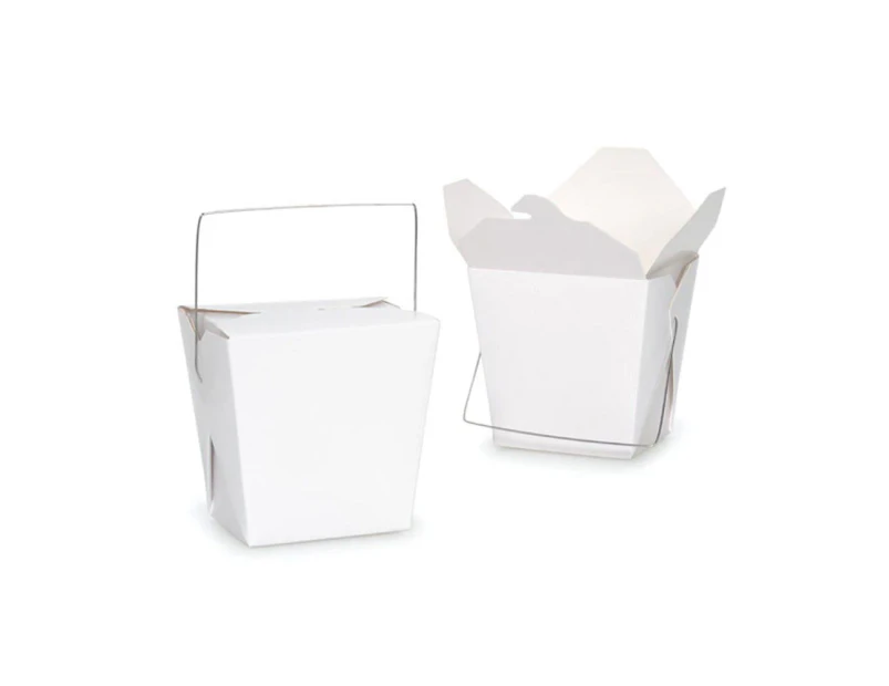 Bulk Packs 50 pcs White Noodle Box Pail With Metal Wire Handle