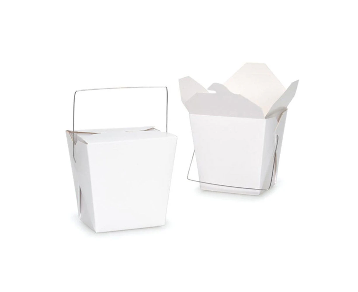 Bulk Packs 200 pcs White Noodle Box Pail With Metal Wire Handle