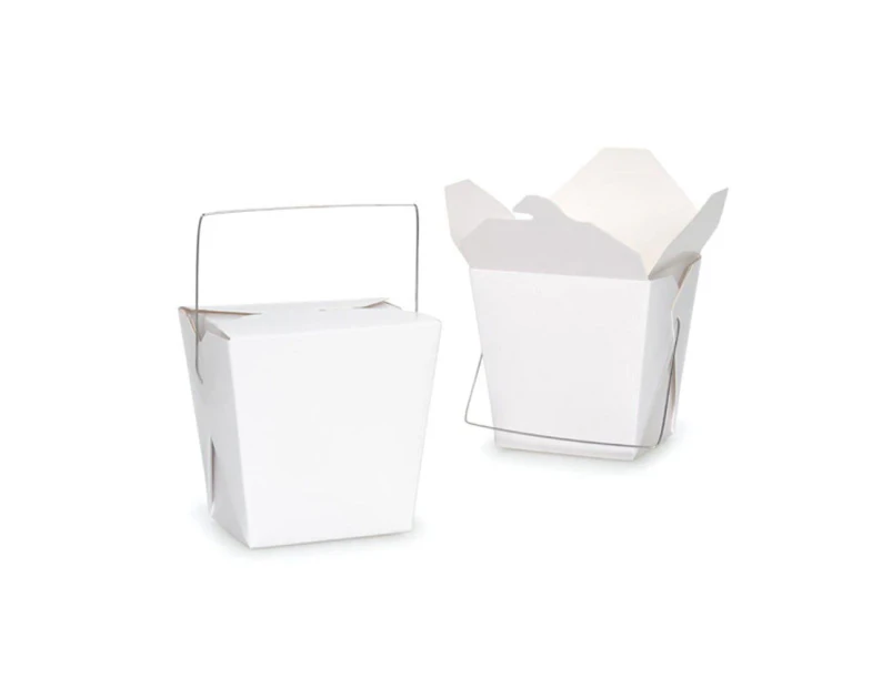 Bulk Packs 100 pcs White Noodle Box Pail With Metal Wire Handle