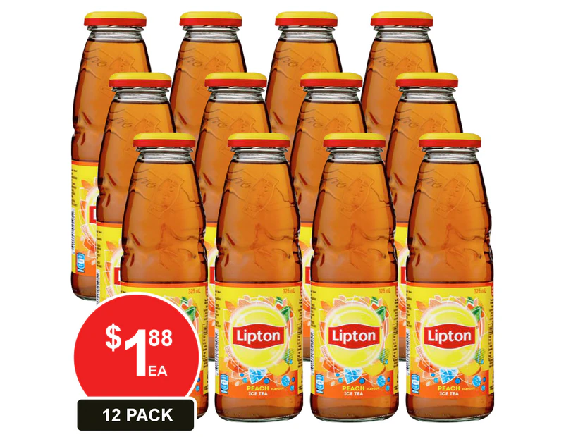 12 Pack, Lipton Ice Tea 325ml Peach Glass