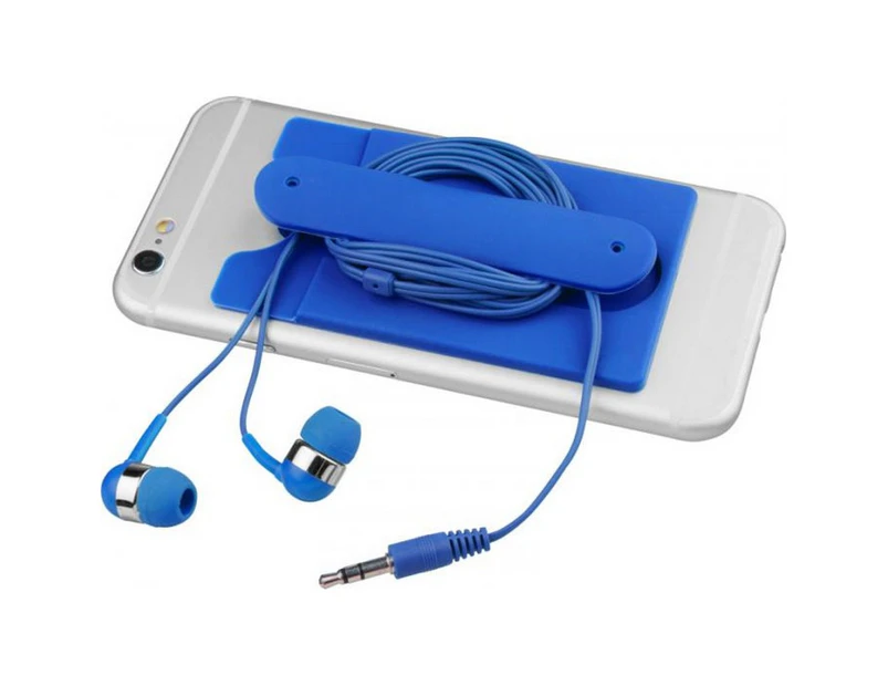 Bullet Wired Earbuds And Silicone Phone Wallet (Royal Blue) - PF2276