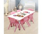 120x60cm Kids Pink Whiteboard Drawing Activity Table & 6 Pink Chairs Set