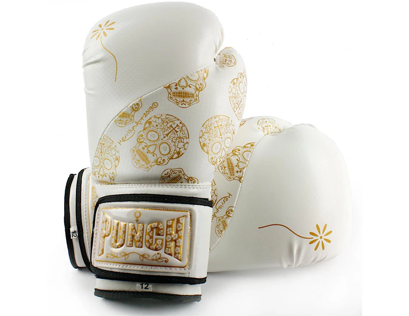 Punch Womens Boxing Gloves Skull Art White 12oz Limited Edition