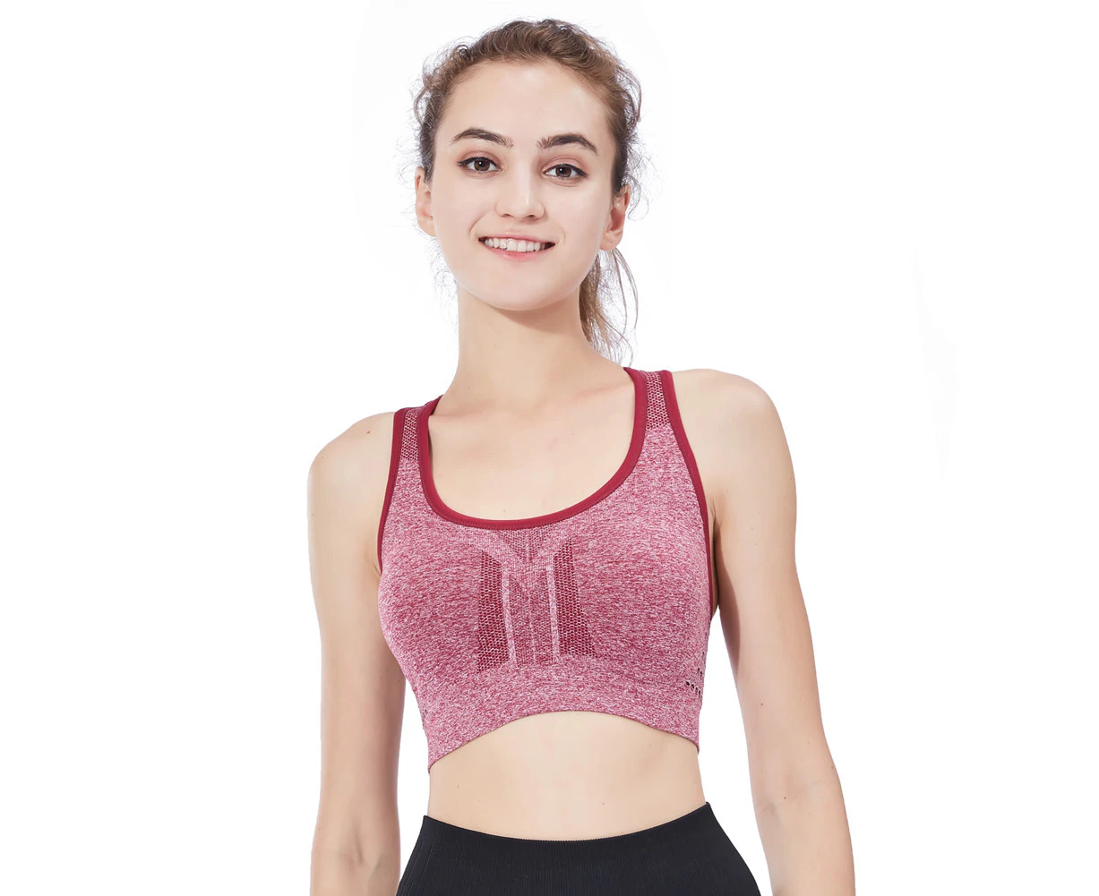 SEMATH Women Sports Gym Yoga Tops Bra Red