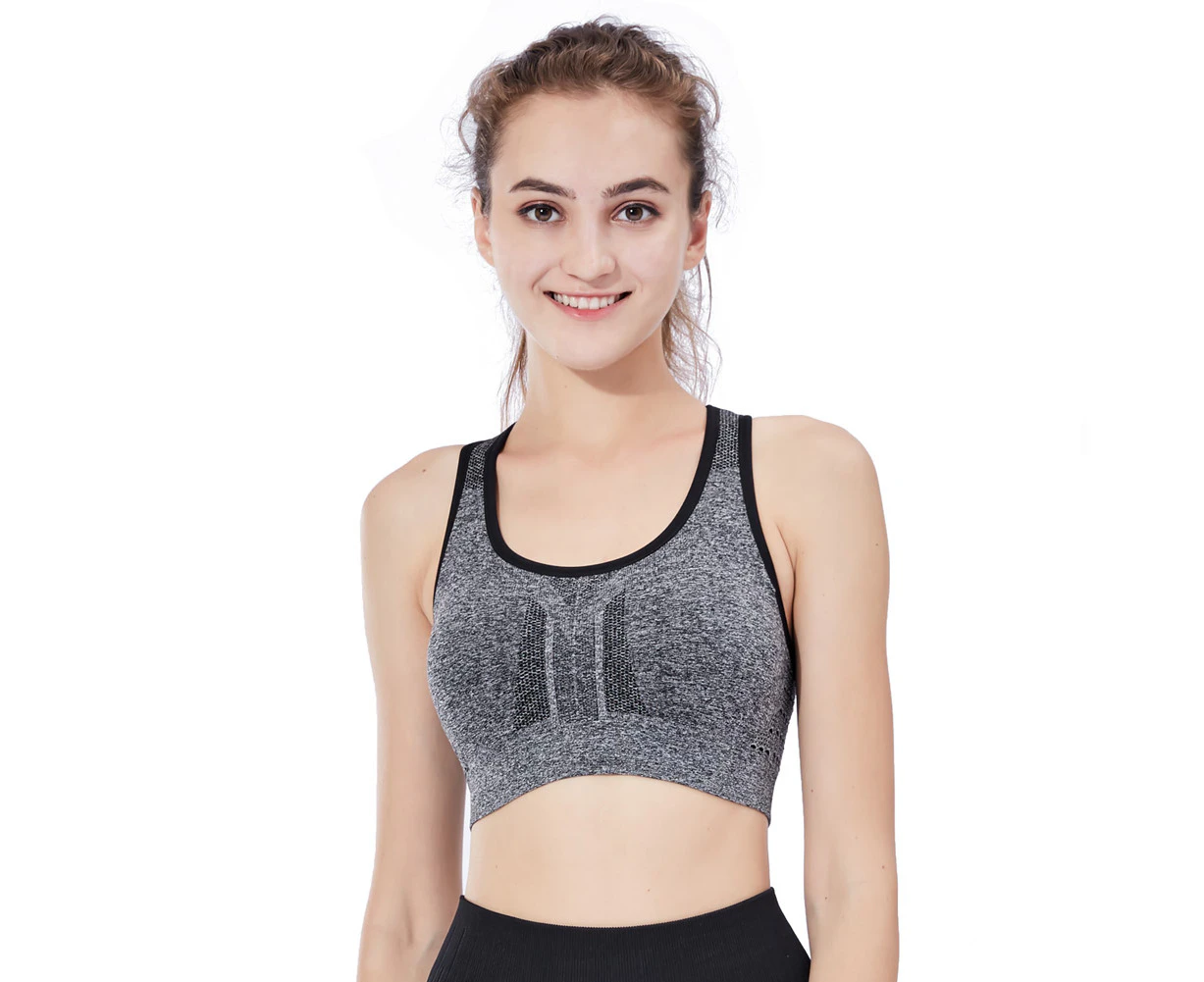 SEMATH Women Sports Gym Yoga Tops Bra Grey