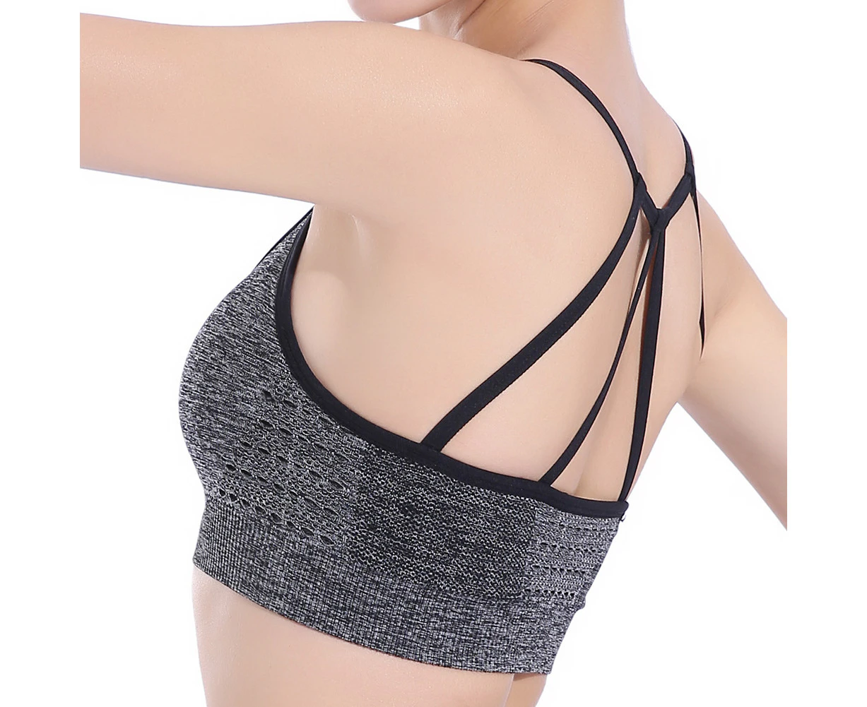 SEMATH Women Sports Gym Yoga Tops Bra Grey