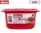 Décor 800mL Microsafe Round Container - Red/Clear 1