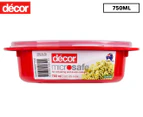 Décor 750mL Microsafe Round Container - Red/Clear
