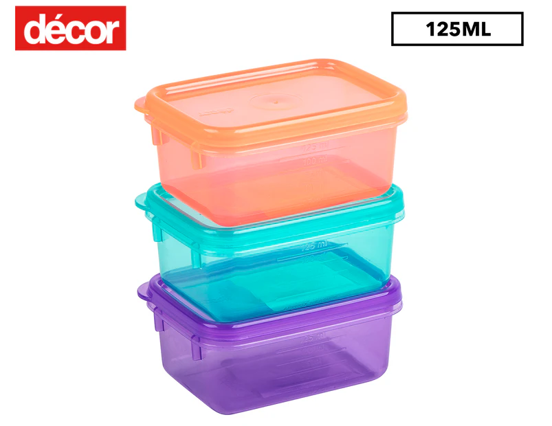2 x Décor 125mL Pumped Brain Food Snackboxes Oblong Containers - Multi