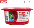 Décor 1.5L Microsafe Round Container w/ Rack - Red/Clear/White