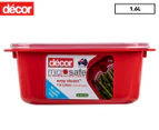 Décor 1.6L Microsafe Oblong Container w/ Rack - Red/Clear/White