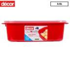 Décor 3.5L Microsafe Oblong Container w/ Rack - Red/Clear/White