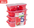 Décor 5-Piece Microsafe Jewel Oblong Container Set - Red/Clear