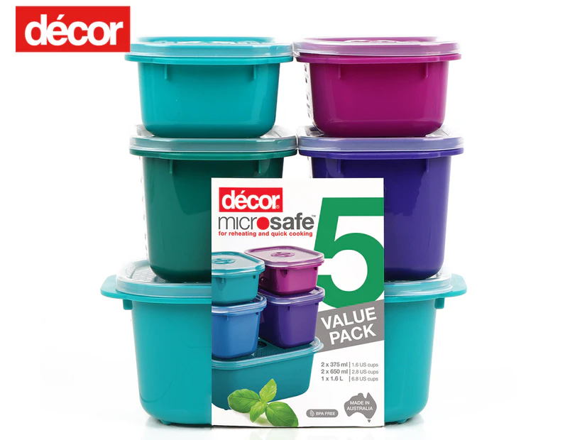 Décor 5-Piece Microsafe Jewel Oblong Container Value Pack - Multi