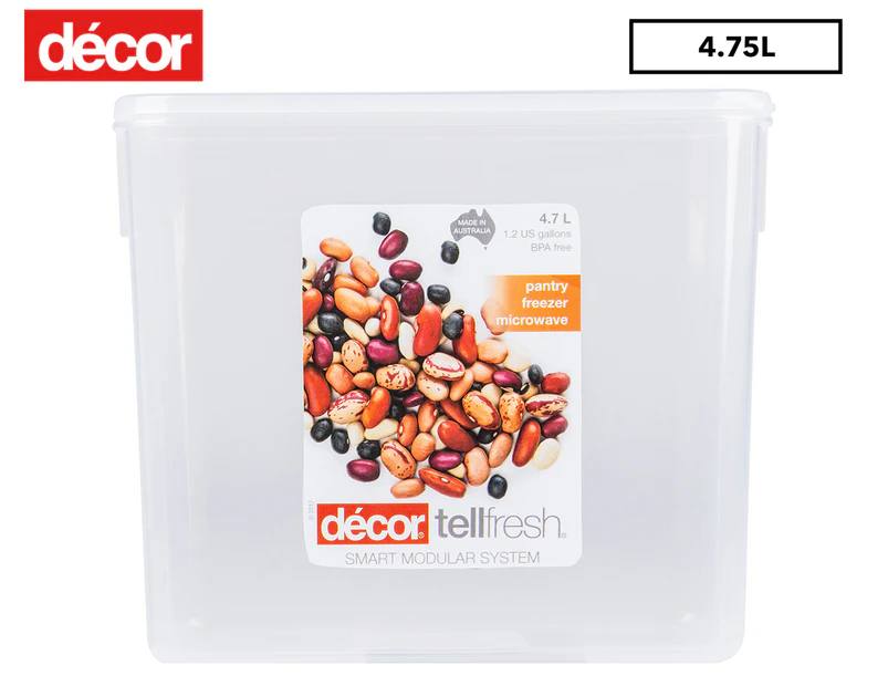 Decor 4.75L Tellfresh Tall Oblong Storer Container - Clear