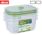 Decor 2L Match-ups Storer Oblong 3-Pack - Clear/Green