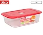 Décor 3L Thermoglass Realseal Oblong Baking Dish - Clear/Red 1