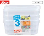 Decor 3-Piece Tellfresh Oblong Storer Container Set - Clear
