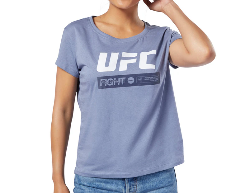 Reebok Women's UFC Fan Gear Fight Week Tee / T-Shirt / Tshirt - Washed Indigo