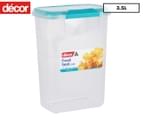 Décor 3.5L Fresh Seal Clips Tall Oblong Storage Container - Clear/Blue 1