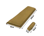 Self Inflating Mattress Sleeping Suede Mat Air Bed Camping Camp Hiking Joinable - beige