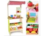 Kids Wooden Toy Pretend Play Marketplace Stand Fruit Veg Shop Stall Supermarket 4