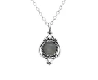 Silver Marquise  Cat Eye Necklace - Graphite