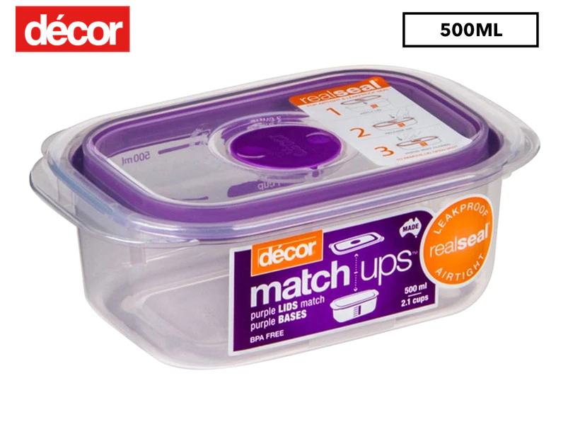 Decor 500mL Match-ups Storer Oblong - Clear/Purple