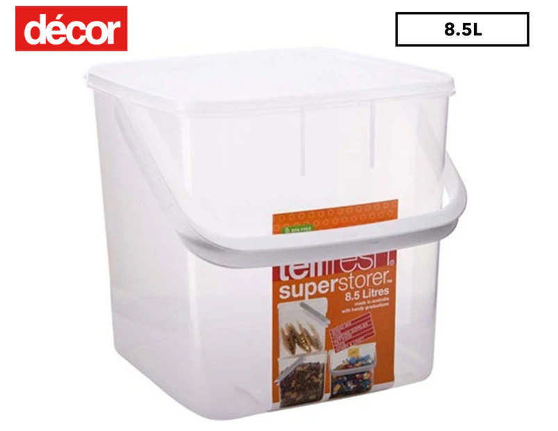 Decor 8.5L Tellfresh Square Super Storer Container w/ Handle - Clear/White