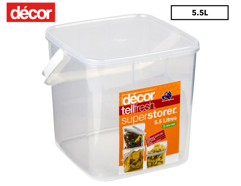 Decor 5.5L Tellfresh Square Super Storer Container w/ Handle - Clear/White