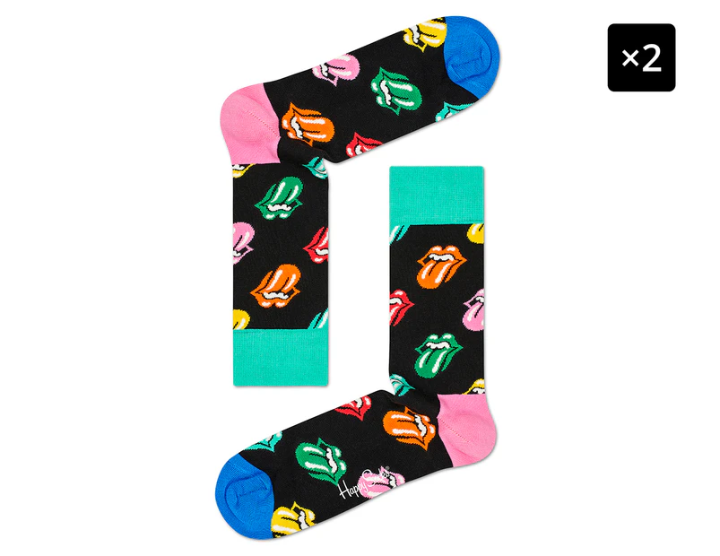 2 x Happy Socks Men's Rolling Stones Paint It Bright Socks - Black/Multi